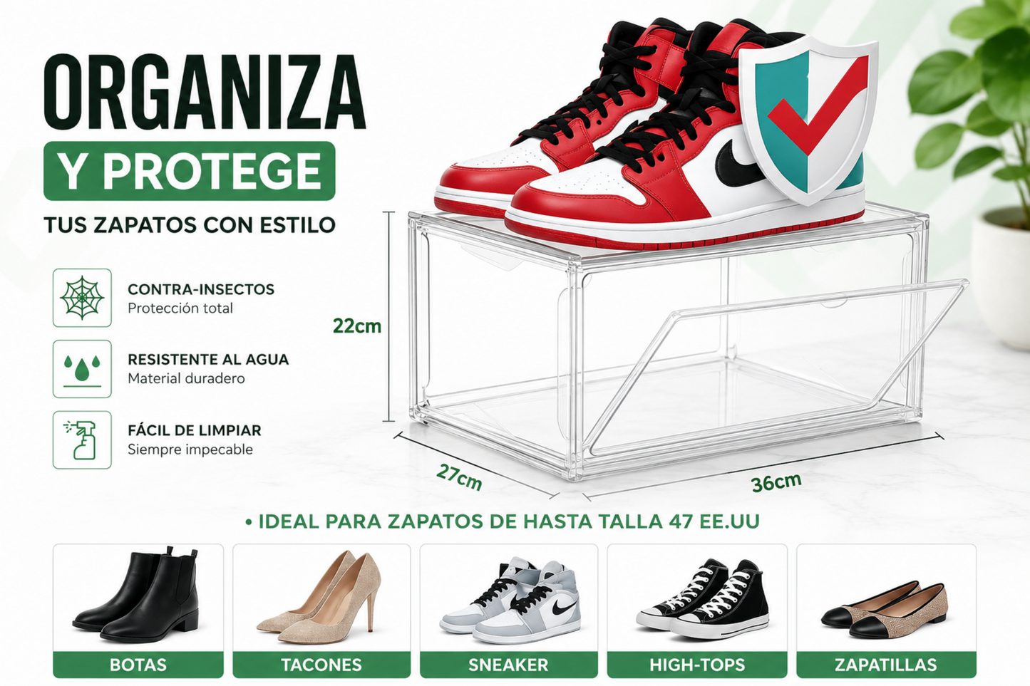 PACK 3 Cajas Acrilicas Transparentes para Zapatillas